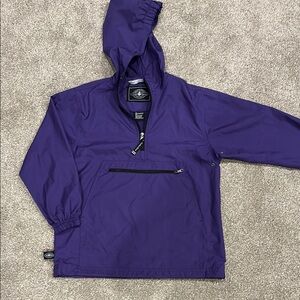 Charles River Apparel Purple Raincoat with Hood and Half-Zip 10/12